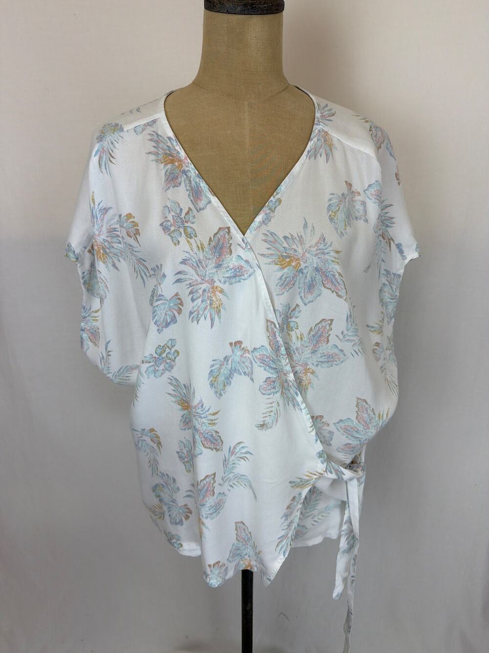 NWT Eddie Bauer White Print Tencel Kimono Top XXLarge #0527